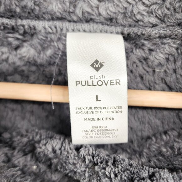 Member's Mark Plush Pullover L Faux Fur‎ Polyester Charcoal Sky - Picture 4 of 5